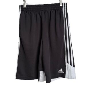 Adidas Black Shorts With White Tri Stripe Sides Size Boys Youth Large 14/16